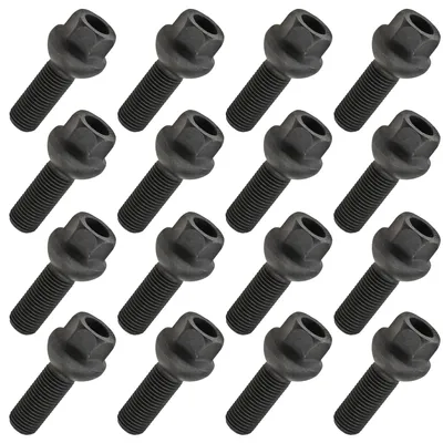 Produktbild von 16x Radschrauben M14x1.5 34mm Kugel R14 Schwarz SW19 Alu Stahlfelgen Audi VW Skoda Seat