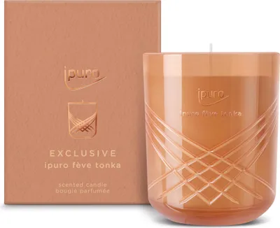 Produktbild von Ipuro FÉVE Tonka Duftkerze - Eleganter Raumduft mit Vanille & Rose