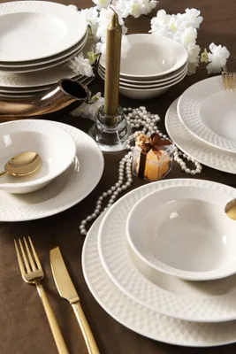 Obrázok produktu pre Hermia Concept, VRN18Y4740, jedálenský servis, jedálenský servis (18 kusov), krémová farba, porcelán, 25 x 25 cm