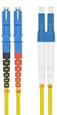 Produktbild von helos LWL Patchkabel OS2 Duplex E2000® (LSH)-LC 9/125µm gelb 3m