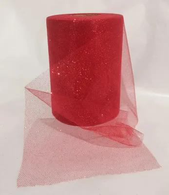 Tüllrolle rot mit Glitzer 12,5 cm x 50 m DIY Deko