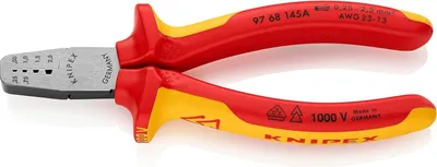 Obrázok produktu pre Krimpovací nástroj na krimpovanie s izoláciou s viaczložkovými rukoväťami testovaný podľa VDE - 145 mm Knipex