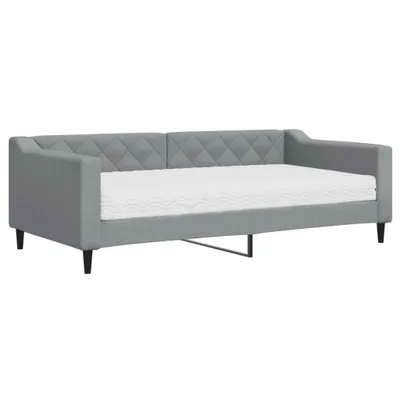 Zdjęcie produktu dla VidaXL 3197418, sofa rozkładana, Szary, Pianka, Metal, Poliester, Drewno, 2130 mm, 1000 mm