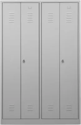 Produktbild von Garderobenspind Camel | 4-Fächer & 2-Schlösser| HxBxT 180x117x50 cm | Vorhängeschloss | Grau