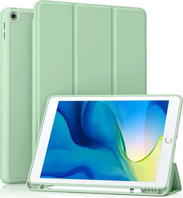 Produktbild von iPad 10,2 Zoll mit Stifthalter, Schutzhülle mit weicher TPU-Rückseite, Matcha-Grün