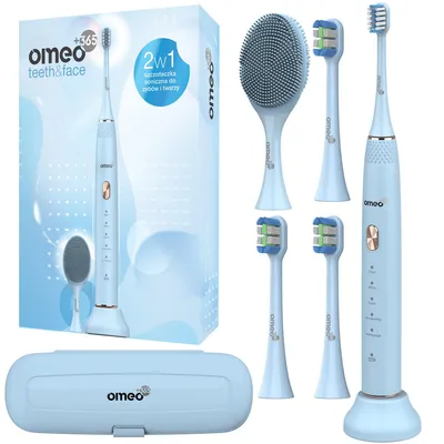 Immagine prodotto di Spazzolino Sonic Omeo +365 Teeth&Face Blue – Denti e viso – 5 modalità – 3 testine – Custodia da viaggio
