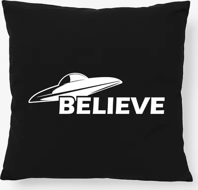 Produktbild von Huuraa Kissen UFO Believe 40x40cm mit Füllung Black Baumwolle Dekokissen Geschenkidee