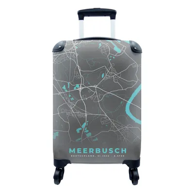 Produktbild von MuchoWow® Koffer Handgepäck Trolley Rollkoffer Kleine Reisekoffer mit 4 Rollen - Blau - Deutschland - Karte - Stadtplan - Meerbusch - Cabin Size < 55x40x23 cm & 55x40x20 cm - Fotokoffer - Kabinenkoffer - Boardgepäck - Reise-Box - Reisekoffer - Reisegepäck - Koffer mit Bild - Trolley für Kinder