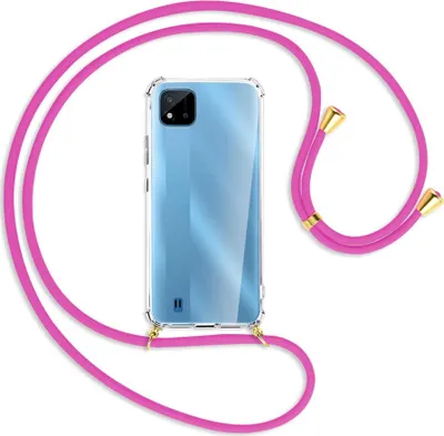 Produktbild von Handykette Backcover-Schutzhülle mit Band (Metall goldfarben) für Realme C11 2021 / C20 / C20A - hot pink