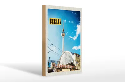 Produktbild von Holzschild Reise 20x30cm Berlin Deutschland Fernsehturm Trip