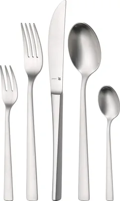 Produktbild von WMF Corvo Besteckset, 12 Personen, 66 teilig, 60 Teile mit Servierbesteck, eingesetzte Messerklinge, Cromargan protect Edelstahl mattiert, kratzbeständig, spülmaschinengeeignet