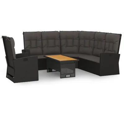 Obrázek produktu pro vidaXL 3dílná zahradní souprava s polštáři Black Poly Rattan