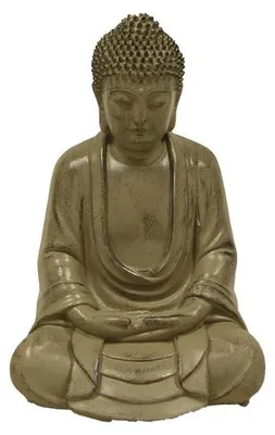 Buddha-Dekoration aus Keramik, 15 x 13 x 24 cm, grau