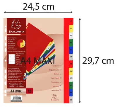 Obrázok produktu pre EXACOMPTA 92E Intercalaires mensuels Janvier-Décembre A4+