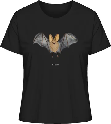 Produktbild von Mr. & Mrs. Panda Basic Shirt Damen Fledermaus Flügel Größe XL - Schwarz - Geschenk, T-Shirt Kurzarm, Mit Spruch, Oberteil, Lustige Sprüche