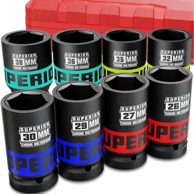 Productafbeelding van Schlagschroefdoppenset, 8-delig, 3/4 inch, 26-38 mm, chroom-molybdeenstaal, voor vrachtwagenbandenwissel