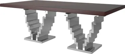 Produktbild von Casa Padrino Luxus Art Deco Esstisch Dunkelbraun / Silber 215 x 115 x H. 75 cm - Edler Esszimmertisch - Küchentisch - Art Deco Esszimmer Möbel