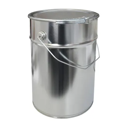 Produktbild von plasteo Weißblech Hobbock Eimer 12 Liter, Ø oben 230mm, Ø unten 217mm, H 322mm. Mit Spannringdeckel & stabilem Metallgriff. Luft- & flüssigkeitsdicht, robust, stapelbar. Ideal für Farben, Lacke, Schmierstoffe, Lasuren, Öle, Pasten, Wachse, trockene Lebensmittel. Nicht für Zyklonabsaugung oder Unterdruck geeignet. Voll recycelbar.