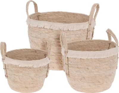 Produktbild von H&S Decoration geflochtener Korb 3er Set aus Seegras Naturfarbe 32cm x 34,5cm