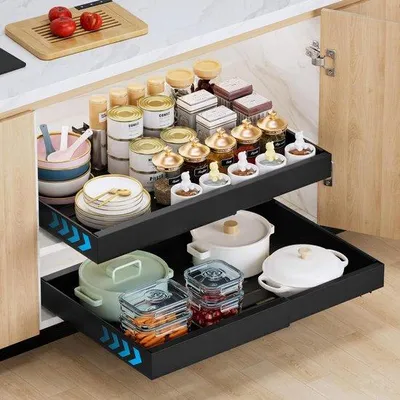 Obrázek produktu pro Nastavitelné zásuvky – šířka 32–52 cm – organizér do kuchyně