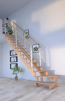 Produktbild von Holztreppe Lindos (Eiche) in 1/4 gewendelter Ausführung links-80 cm-Design Geländer Edelstahl-beidseitig-ohne Setzstufen