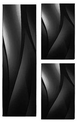 Produktbild von Villa Möbel Pluiva Bettumrandungs-Teppich Set Schwarz, Grösse:2 x 80x150 cm + 1 x 80x300 cm