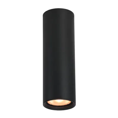 Image de Spot de plafond moderne noir tube rond 17 cm pour salon cuisine 1xGU10 10W LOPUS Italux
