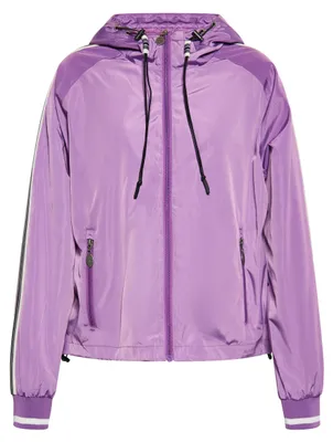 Produktbild von Damen Blousonjacke kurzer Schnitt mit Kapuze und reflektierenden Streifen aus Polyester lila XS