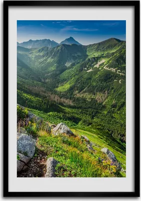 Produktbild von Bild - Bilderrahmen - Foto - 70 cm x 100 cm - MDF - Rahmen - Wandkunst - Berge im Sommer