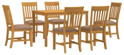 Image de Ensemble de salle à manger vidaXL, 7 pièces, gris, bois massif chêne