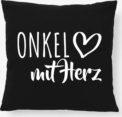 Produktbild von Huuraa Kissen Onkel mit Herz 40x40cm mit Füllung Black Baumwolle Dekokissen Geschenkidee