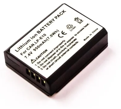 Produktbild von Akku für Canon EOS Rebel T3I Li-Ion 7,4 Volt 950 mAh schwarz.