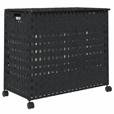 Zdjęcie produktu dla vidaXL Kosz na pranie z kółkami Czarny 66x35x60 cm Rattan