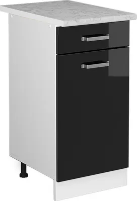 Image de Meuble cuisine Vicco R-Line Noir Haute brillance 40cm , PT Marbre, Model 41038