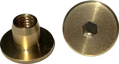 Produktbild von M6 x 10 mm Hülsenmutter mit Flachkopf und Innensechskant - 1 Stück Messing blank