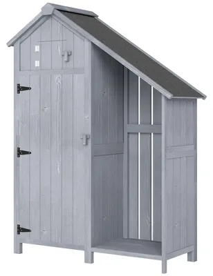 Produktbild von Outsunny Gartenschrank Holz Outdoor wetterfest Geräteschuppen mit Asphaltdach