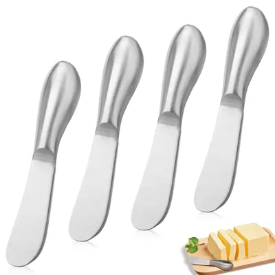 4er-Set Buttermesser aus Edelstahl, 13,3 cm, silber