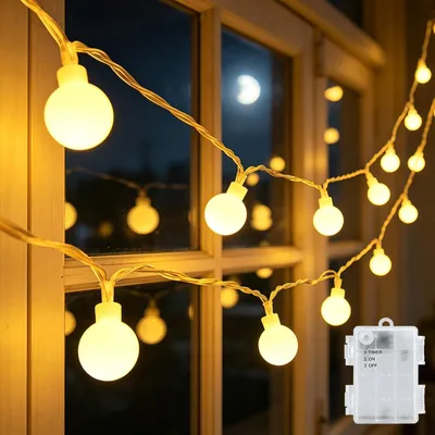 Productafbeelding van Lichtsnoer voor buiten, 6 m, 40 leds, op batterijen, met timer, IP65 waterdicht