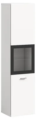 Produktbild von Badezimmer Midischrank mit 30 cm Breite in weiß, 1 Tür mit Glaseinsatz, stehend oder wandhängend - BAJO-158