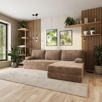 Produktbild von Masseno Ecksofa ANKO mit Schlaffunktion, Modulares Schlafsofa aus Schaumstoff, Klappbares Bodensofa - Beige, TILIA 17