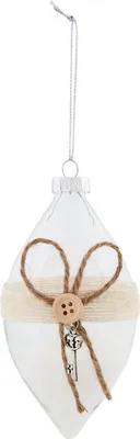 Produktbild von Clayre & Eef Weihnachtskugel 6GL2021 Kerstbal Ø 6*12 cm - Transparent Glas Christbaumkugel Weihnachtsbaumschmuck Weihnachtsbaumkugeln