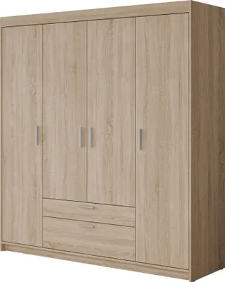 Produktbild von MIRJAN24 Kleiderschrank Elena 4D, Stilvoll Drehtürenschrank , Schlafzimmer Kollektion (Farbe: Eiche Sonoma, ohne Aufsatz)
