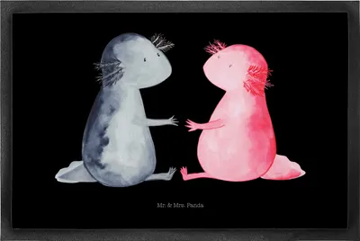 Produktbild von Mr. & Mrs. Panda Schmutzmatte Axolotl Liebe 50 x 75 cm - Schwarz - Geschenk, fußmatte, Sauberlaufmatte, Bodenvorleger, Eingangsteppich, Schmutzfangteppich, Paar