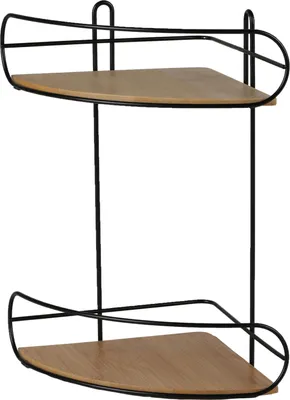 Immagine prodotto di DOCHTMANN Scaffale angolare a 2 livelli - metallo, bambù nero 20x20x33cm