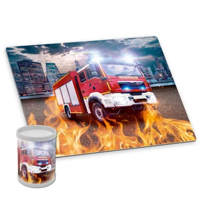 Produktbild von itenga Schreibunterlage Deluxe mit Stifteköcher Motiv FEUERWEHR