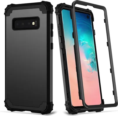 Produktbild von Galaxy S10 Hülle, LaimTop Heavy Duty 3 in 1 Hybrid Hart PC Flexibel TPU Silikon Stossfest Kratzfest Tasche Schutzhülle für Samsung Galaxy S10 Schwarz