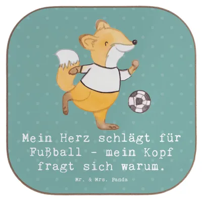 Produktbild von Mr. & Mrs. Panda Tassenuntersetzer Fußball Liebe - Meeresbrise - Geschenk, Sportler, gläseruntersetzer, Sportart, Untersetzer für Gläser, Coaster, Leidenschaft, Tasse