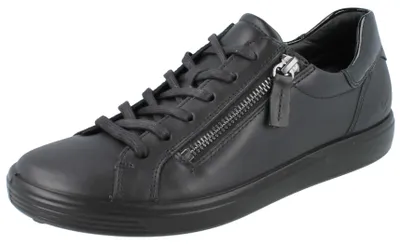 Produktbild von ECCO Soft 7 W Side Zip Lace Damen Sneaker schwarz Glattleder - Größe: 41