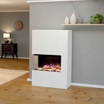 Produktbild von Glow Fire Elektrokamin 'Portia ' Linksoffen| LED Standkamin in weiß mit Heizung (1500 W) | HxBxT: 140x90x45 cm