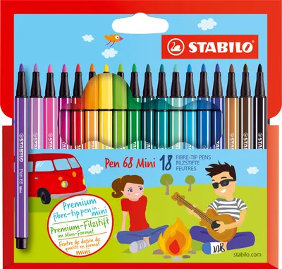 Obrázok produktu pre Prémiové fixky - STABILO Pen 68 Mini - 18-balenie - s 18 rôznymi farbami